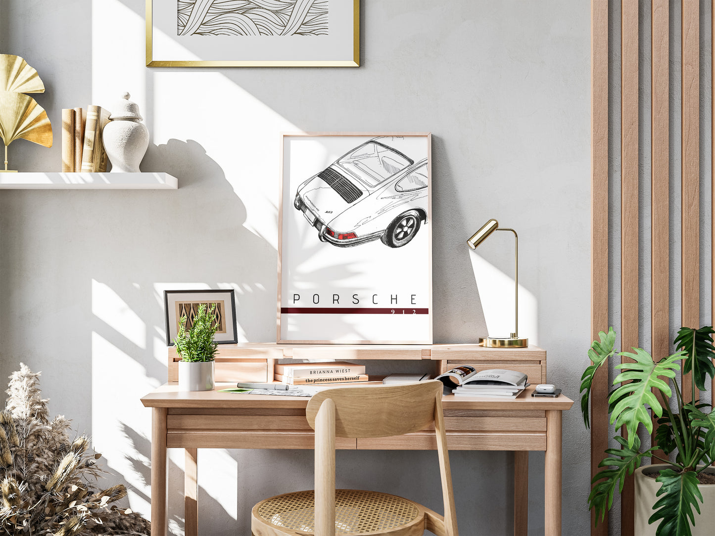 Porsche 912 - 1966 - Midcentury Minimalist German Car Poster