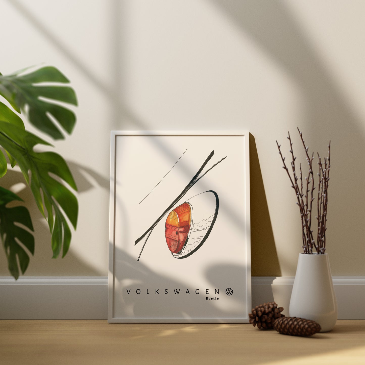 Volkswagen Beetle - Taillight Detail Minimalist German Car Poster