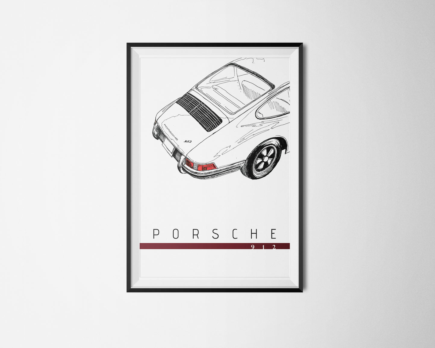 Porsche 912 - 1966 - Midcentury Minimalist German Car Poster