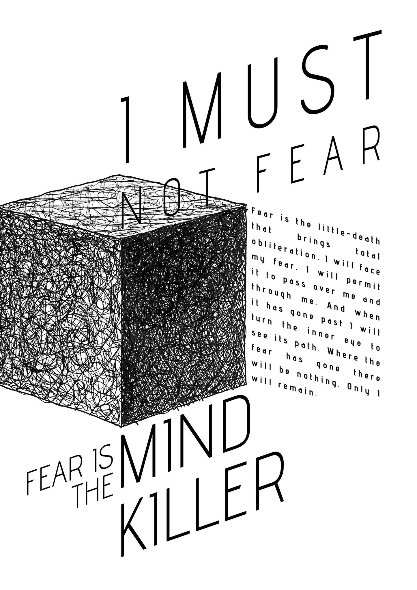 Fear Is The Mind-Killer_2 - Litany - Pain Box - Dune Quote Poster - Frank Herbert