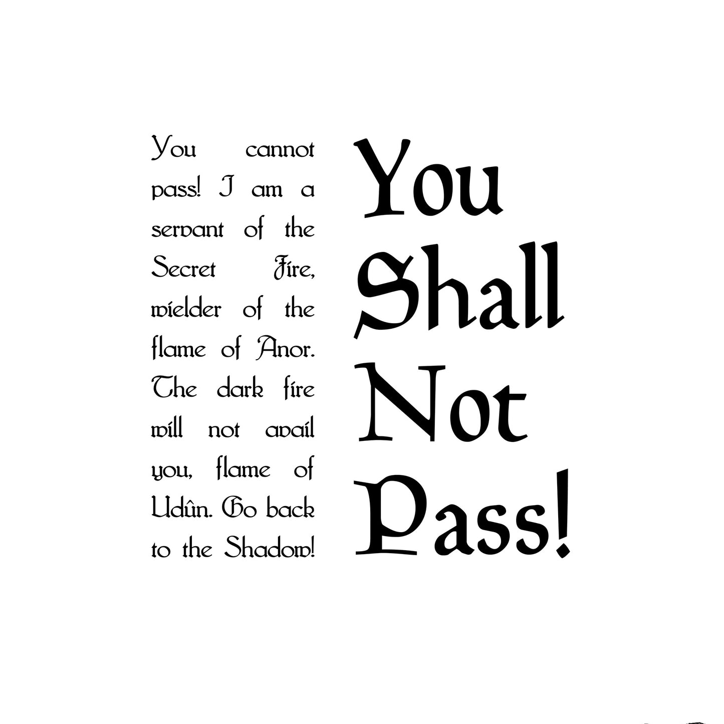 Balrog vs Gandalf - You Shall Not Pass - LOTR Poster
