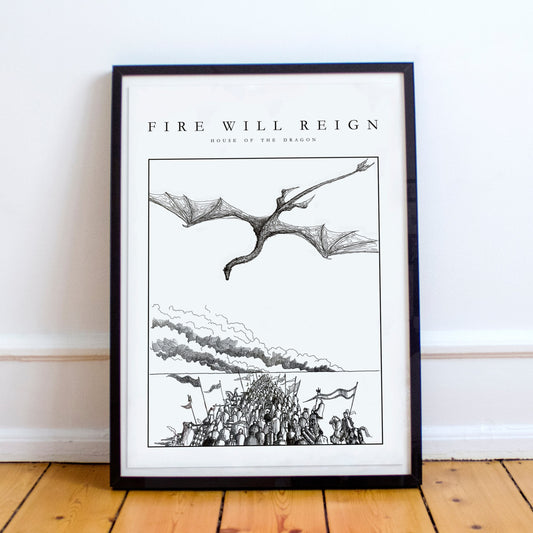HOTD Poster - Dracarys - Caraxes and Army - GOT Print