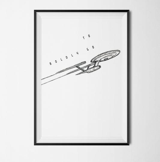 Star Trek Minimalist Quote Poster - "To boldly go" - USS Enterprise