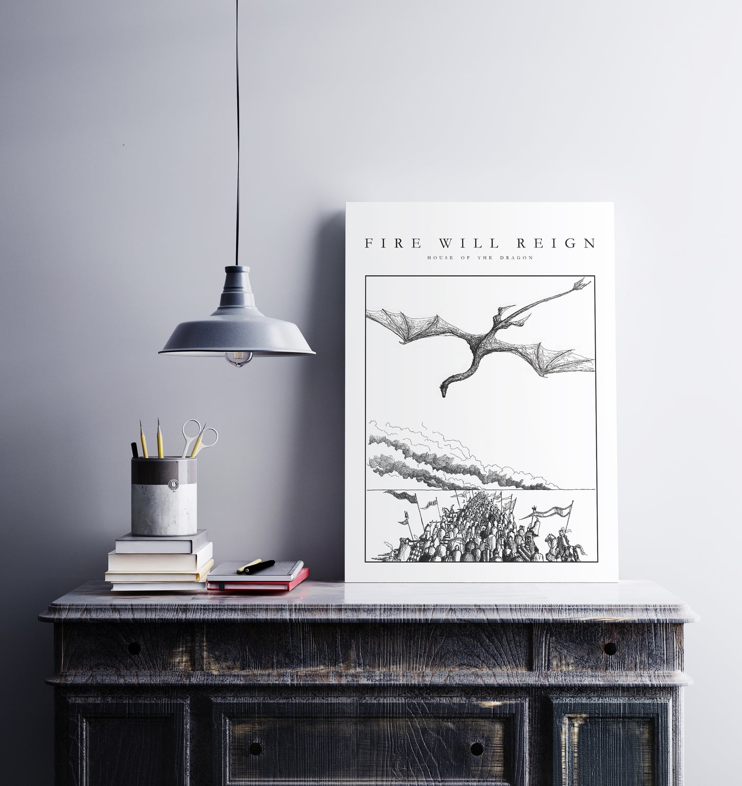 HOTD Poster - Dracarys - Caraxes and Army - GOT Print