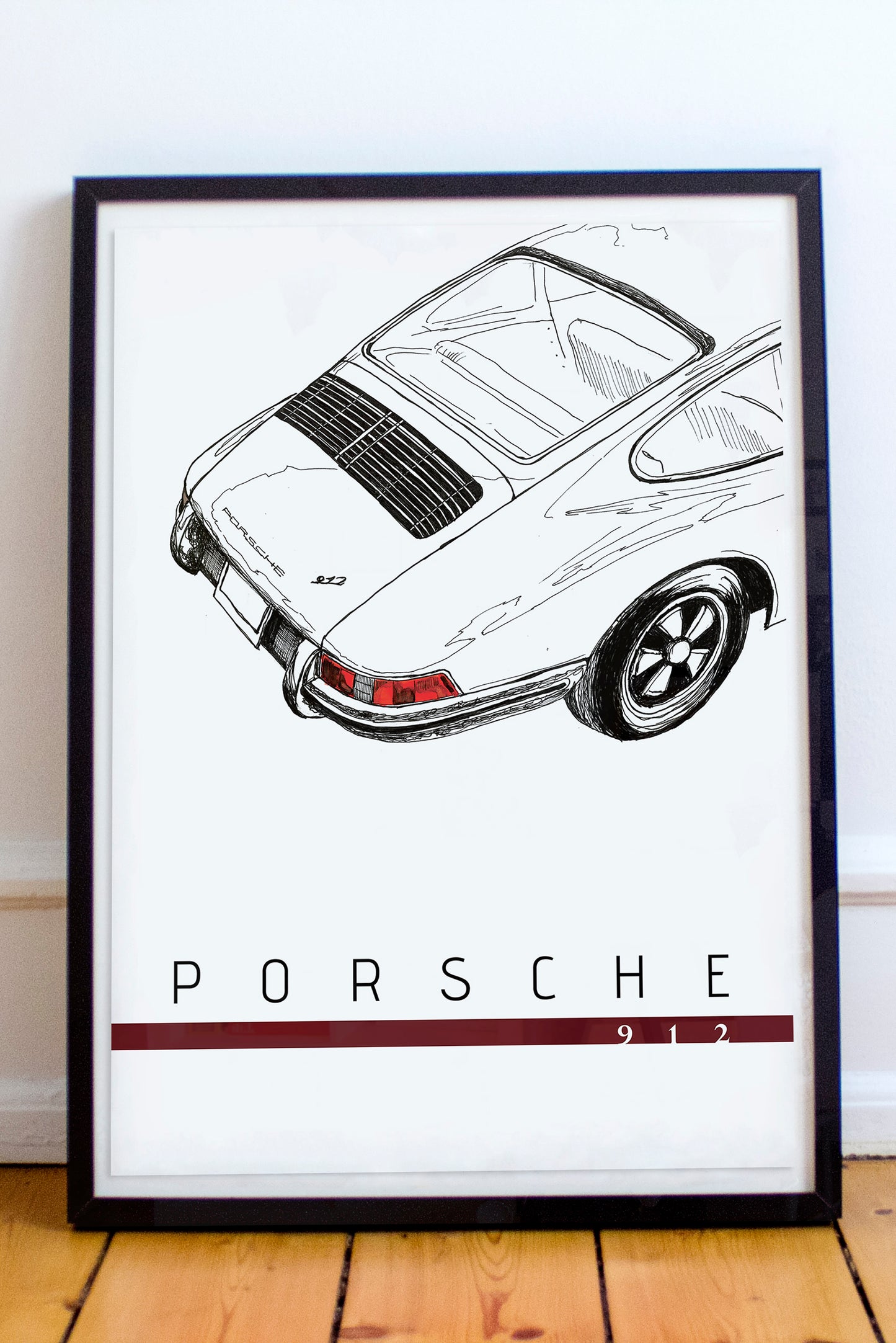 Porsche 912 - 1966 - Midcentury Minimalist German Car Poster