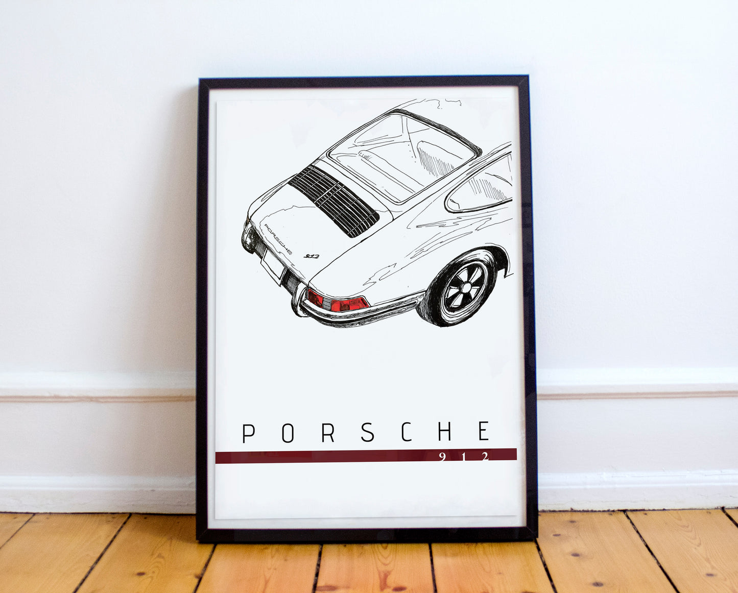 Porsche 912 - 1966 - Midcentury Minimalist German Car Poster