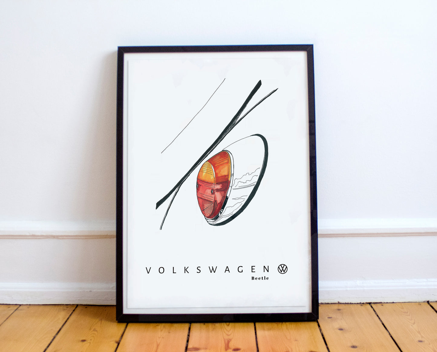 Volkswagen Beetle - Taillight Detail Minimalist German Car Poster