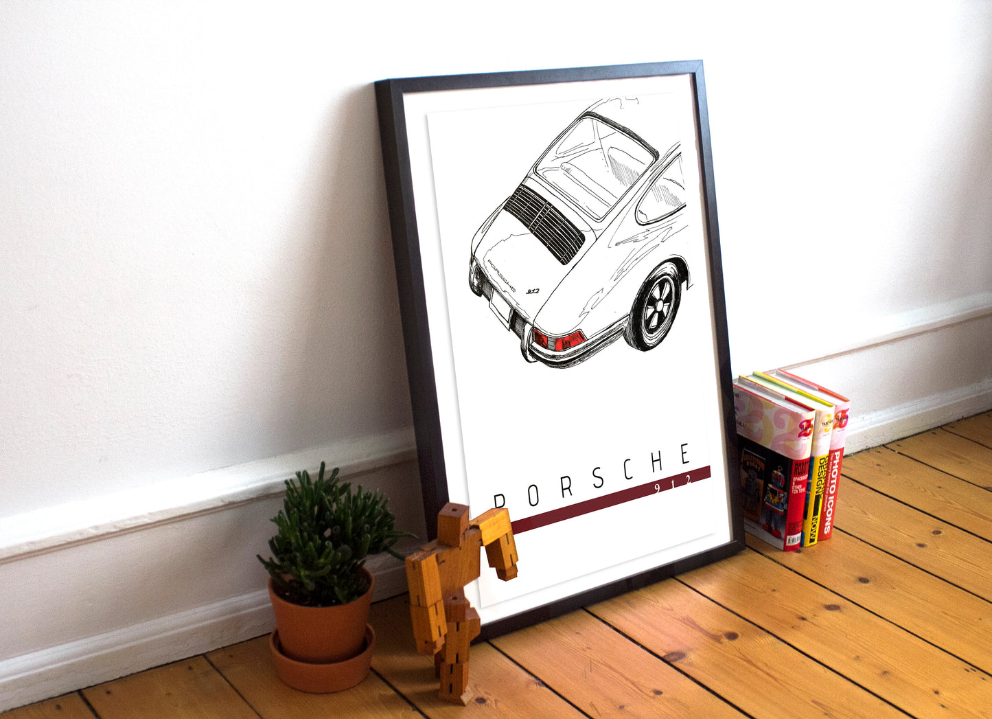 Porsche 912 - 1966 - Midcentury Minimalist German Car Poster