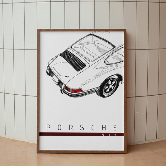 Porsche 912 - 1966 - Midcentury Minimalist German Car Poster